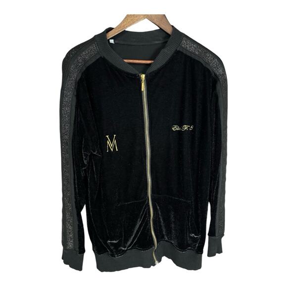 Eliel F.18 Men’s Bomber Jacket Sparkly Soft Black Gold Large - Picture 1 of 10